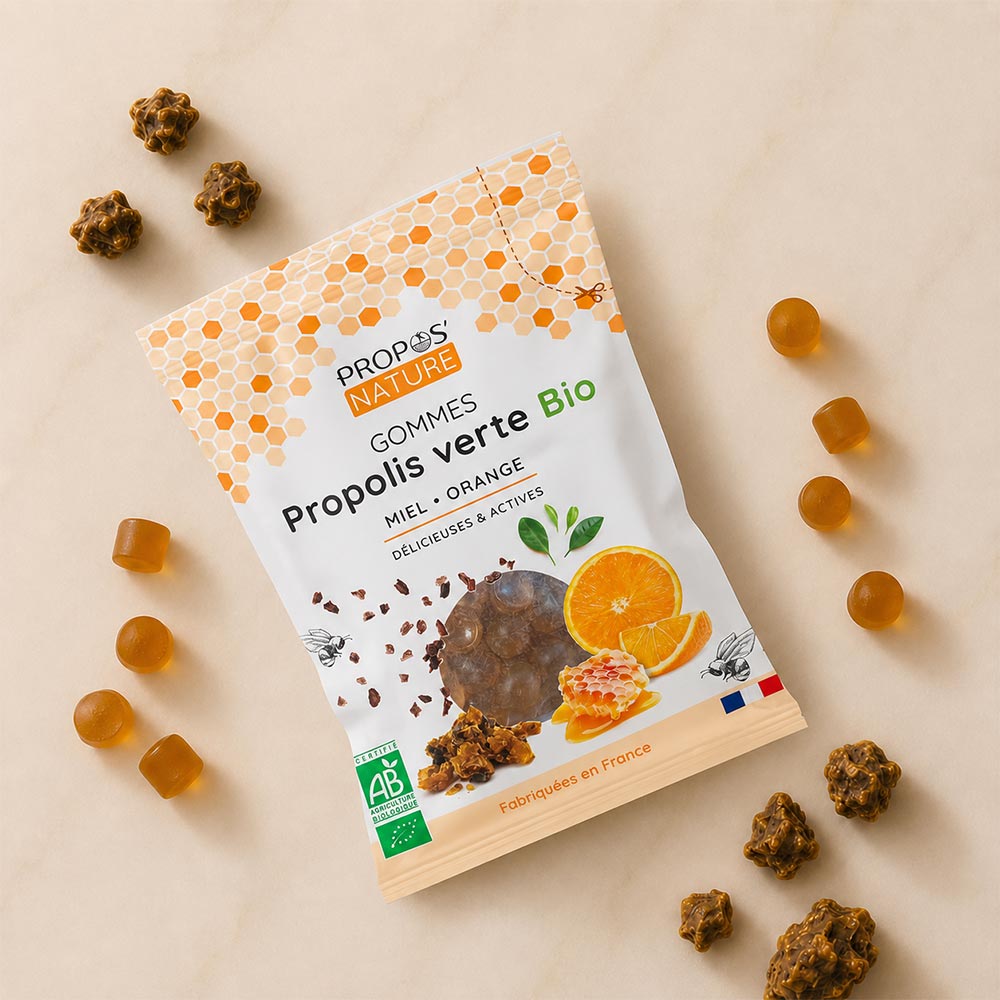 Gommes Propolis verte, Miel et Orange