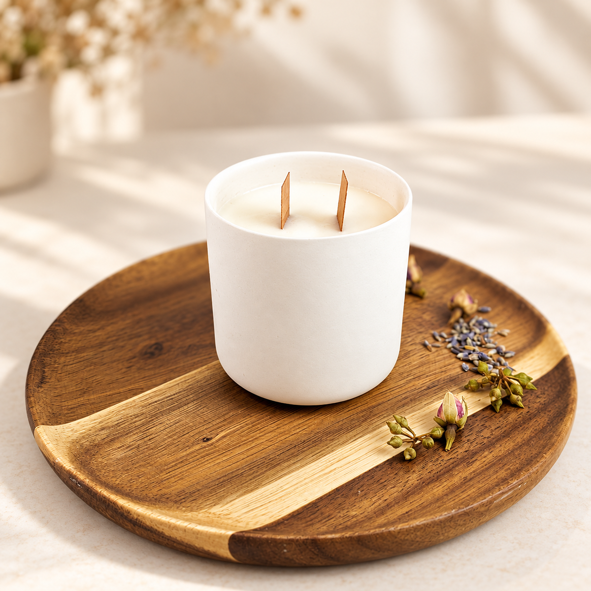 Verre à bougie en céramique blanche